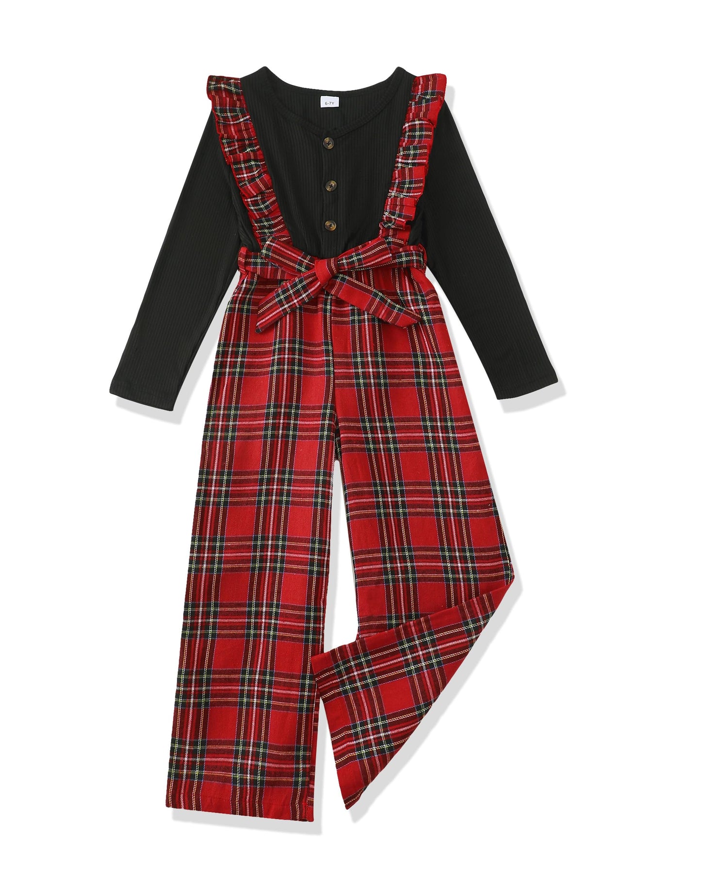 Girls Ruffle Sleeve Jumpsuit – Belted Wide Leg Romper