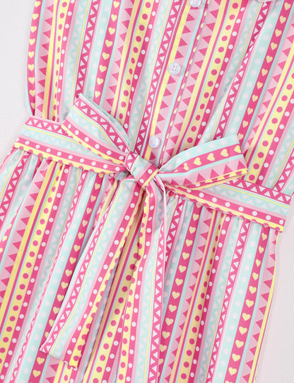 Crazyme Girls Striped Sleeveless Jumpsuit