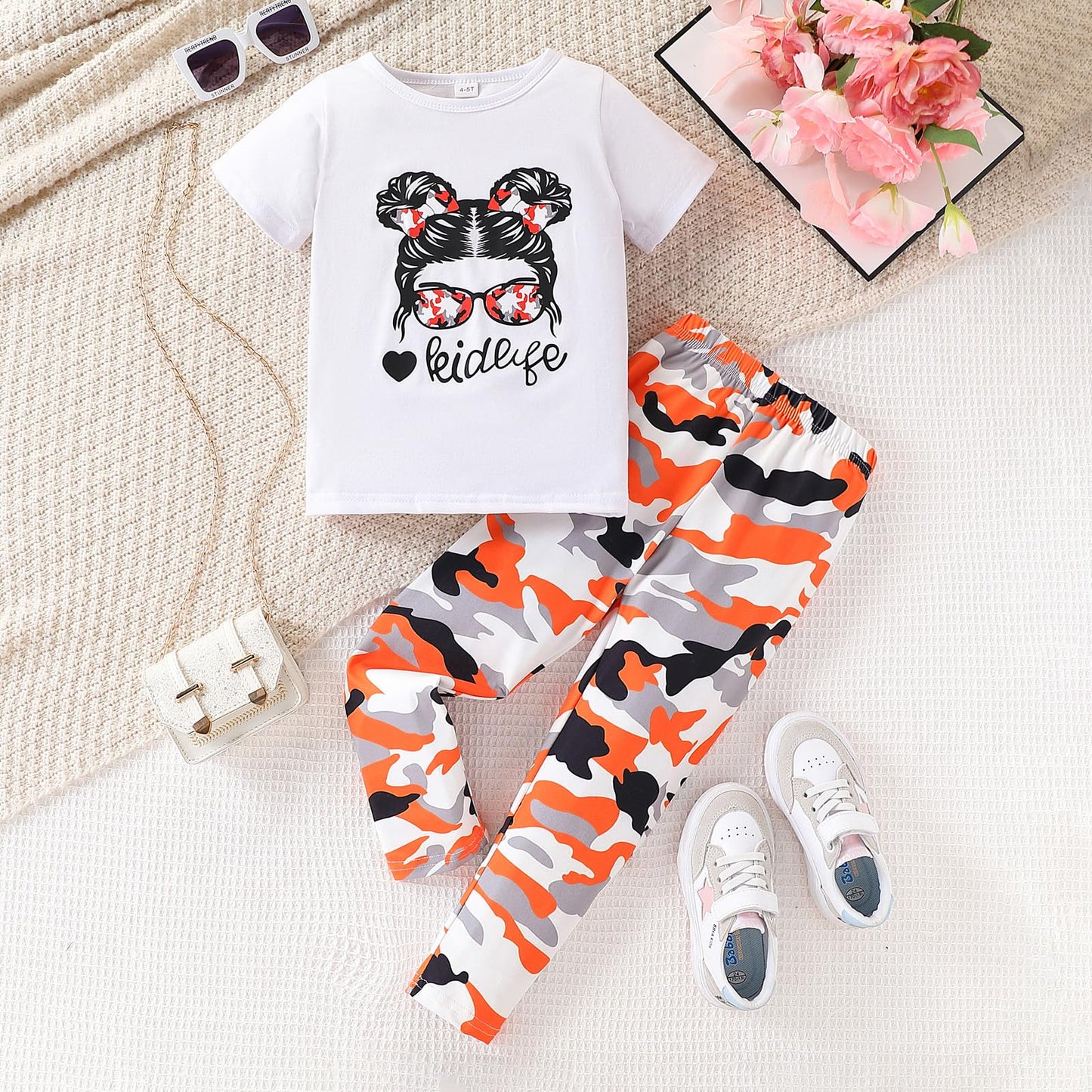 Toddler Girls' 2-Piece Top & Camo Pants Set