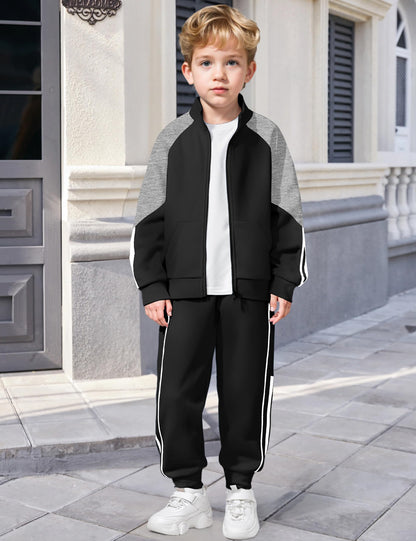 NECIOUS Boys' Zip-Up Jacket & Sweatpants Set