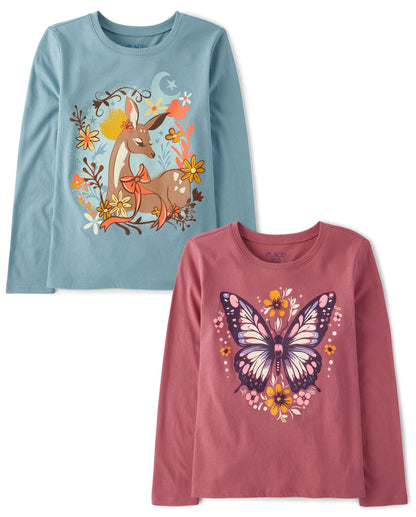The Children's Place Girls' 2-Pack Graphic Tees