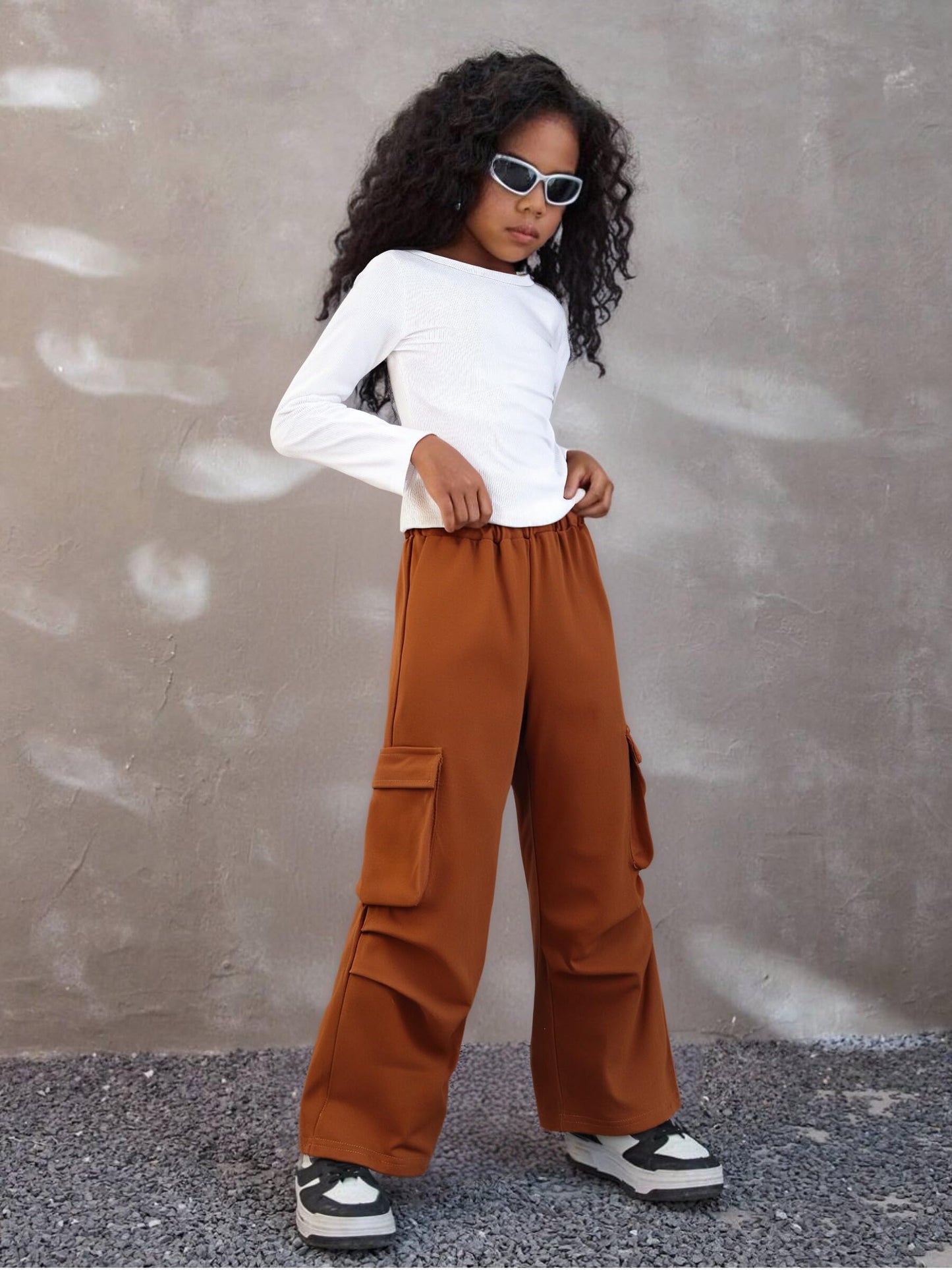 Tween Girls' 2-Piece Long Sleeve Top & Cargo Pants Set