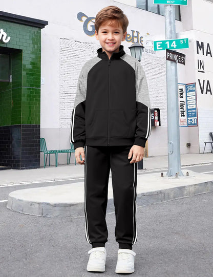 NECIOUS Boys' Zip-Up Jacket & Sweatpants Set