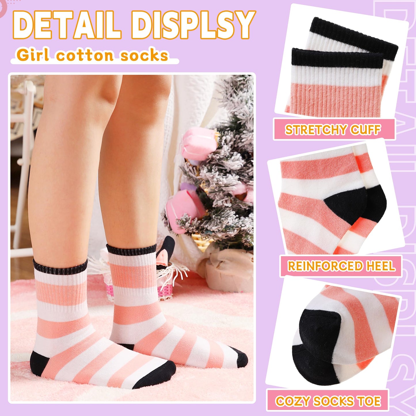 Eyean Girls' 6-Pack Cotton Crew Socks