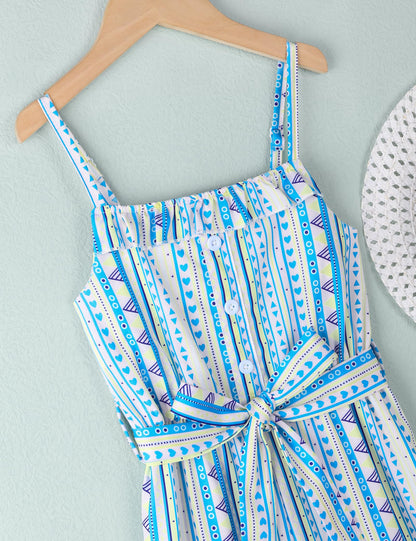 Crazyme Girls Striped Sleeveless Jumpsuit