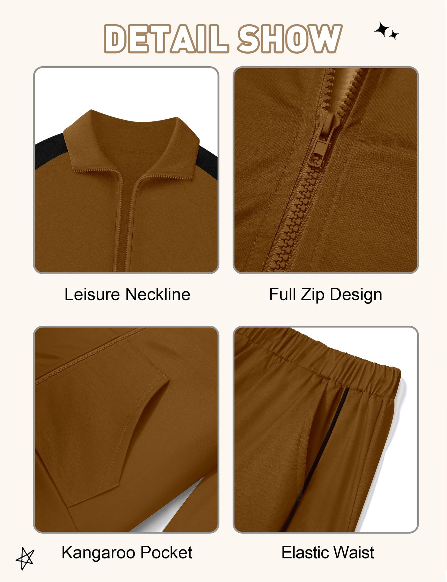 NECIOUS Boys' Zip-Up Jacket & Sweatpants Set