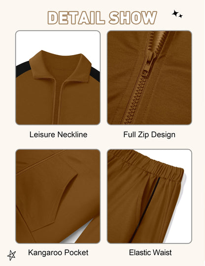 NECIOUS Boys' Zip-Up Jacket & Sweatpants Set
