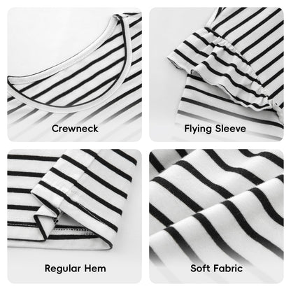 Girls' Striped Ruffle Sleeve T-Shirt