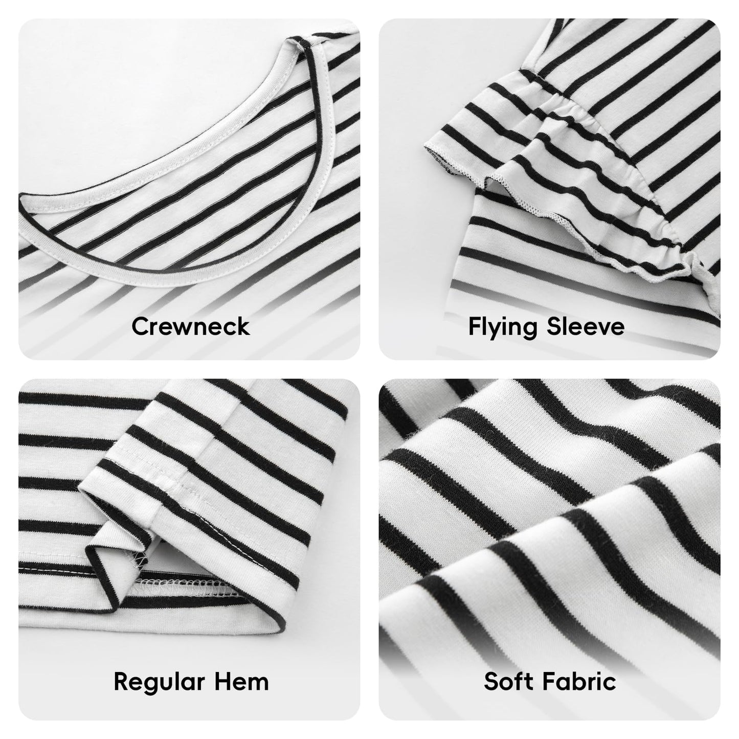 Girls' Striped Ruffle Sleeve T-Shirt