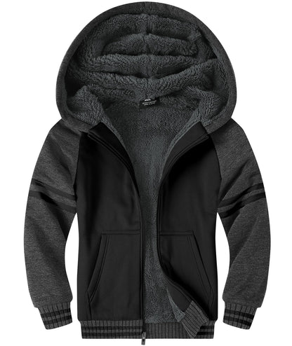 V VALANCH Boys' Sherpa Lined Zip Hoodie
