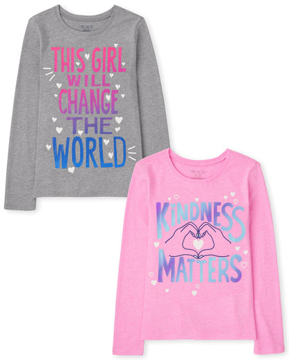 The Children's Place Girls' 2-Pack Graphic Tees