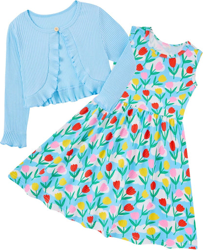 Toddler Girls' 2-Piece Dress & Ruffle Cardigan Set