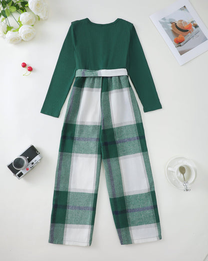 Girls Ruffle Sleeve Jumpsuit – Belted Wide Leg Romper