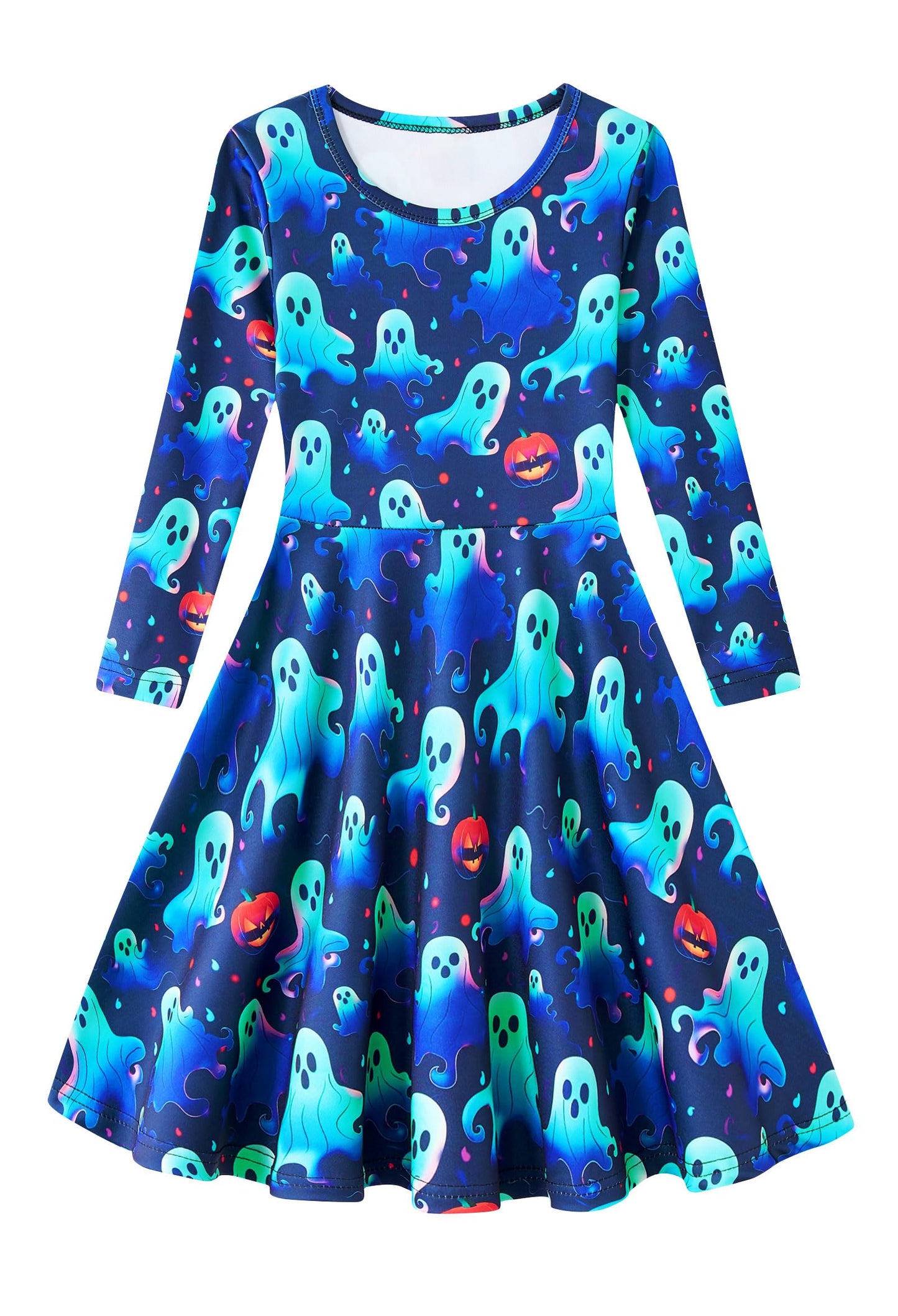 Funnycokid Girls' Butterfly & Mermaid Long Sleeve Dress
