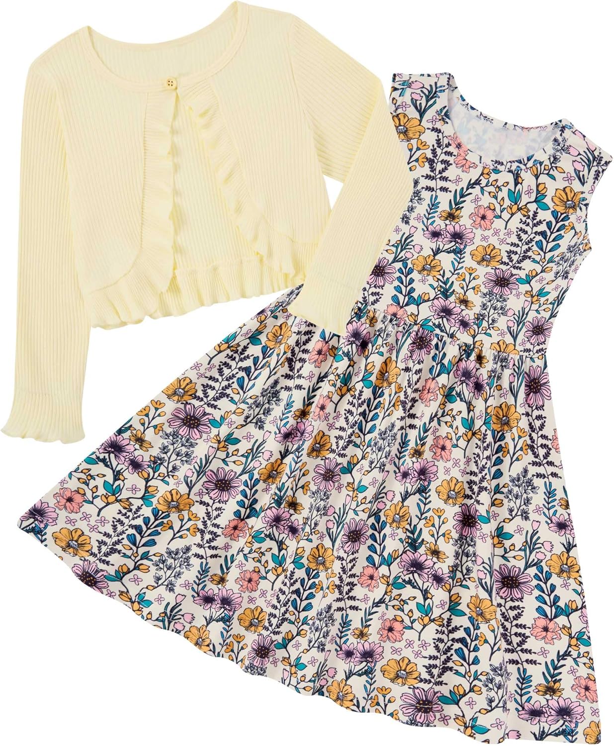 Toddler Girls' 2-Piece Dress & Ruffle Cardigan Set