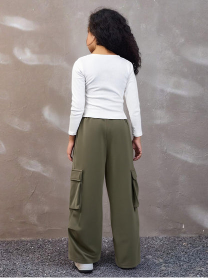 Tween Girls' 2-Piece Long Sleeve Top & Cargo Pants Set