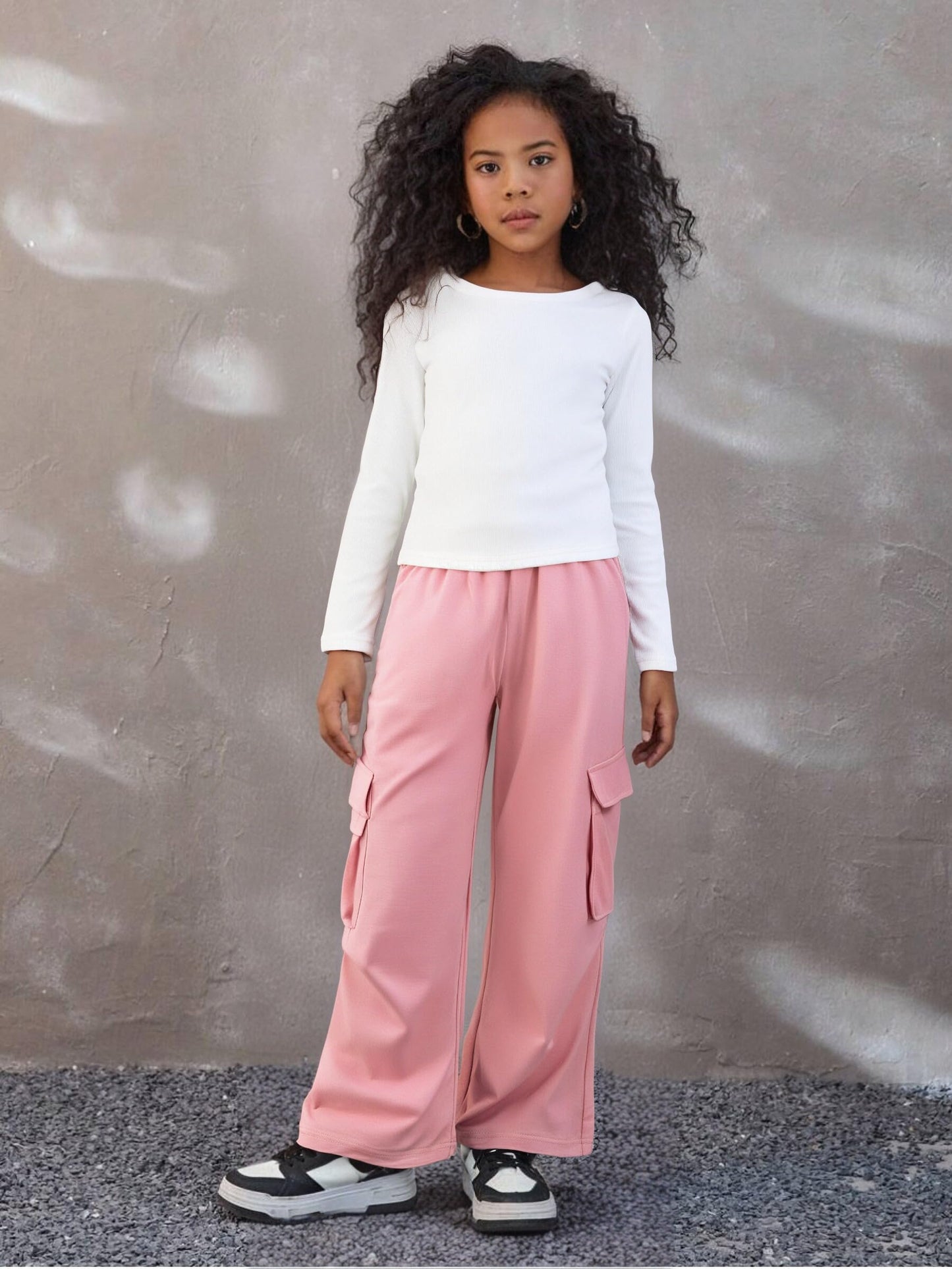 Tween Girls' 2-Piece Long Sleeve Top & Cargo Pants Set