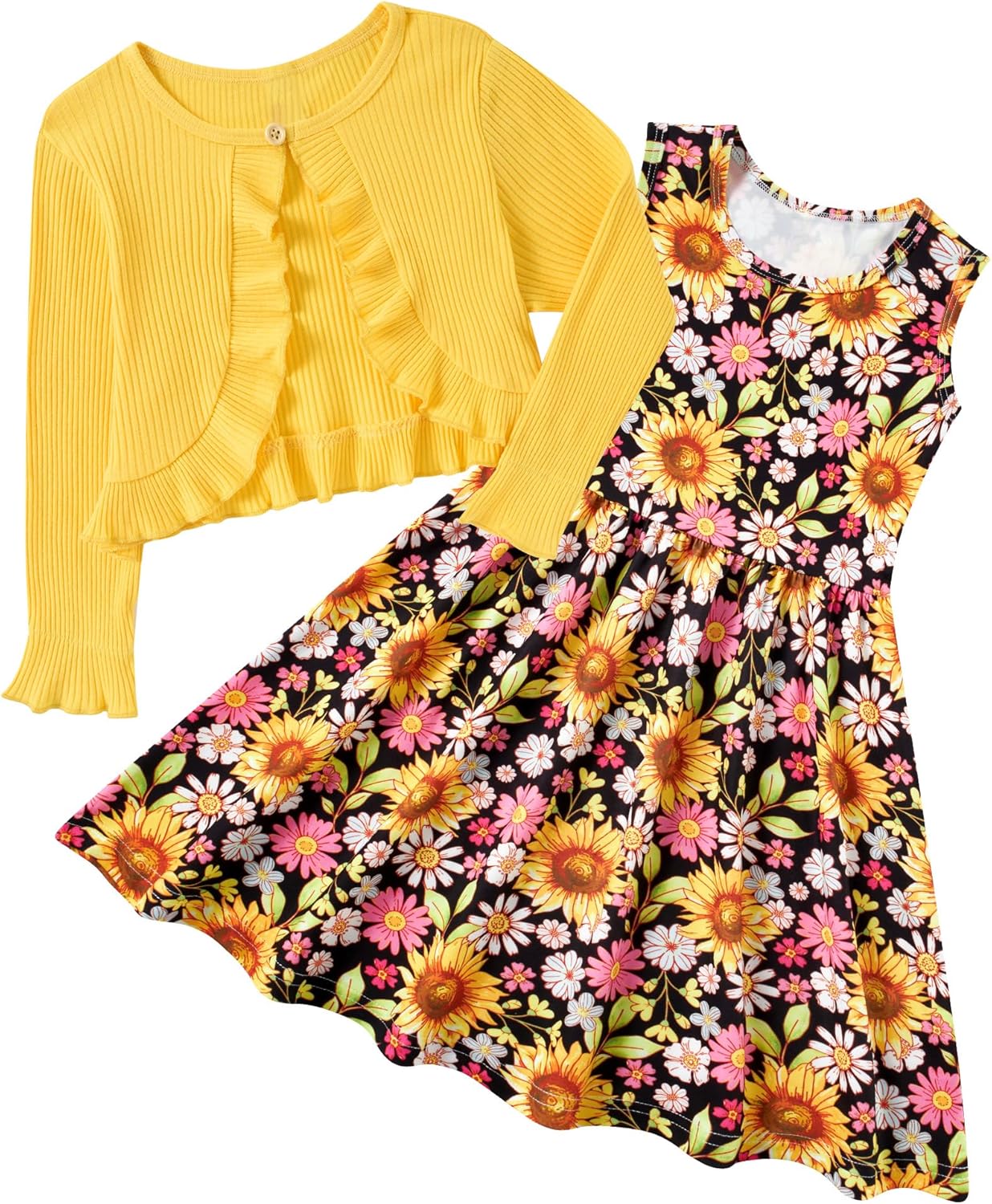 Toddler Girls' 2-Piece Dress & Ruffle Cardigan Set