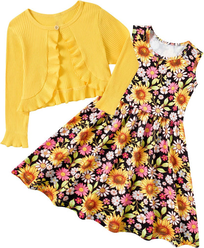 Toddler Girls' 2-Piece Dress & Ruffle Cardigan Set