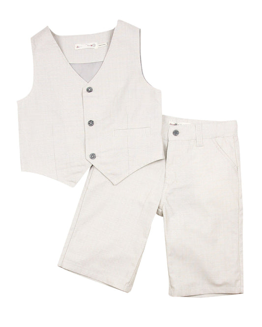 Deux par Deux Boys' Vest and Shorts Set Beige Aristo Kids, Sizes 2-10