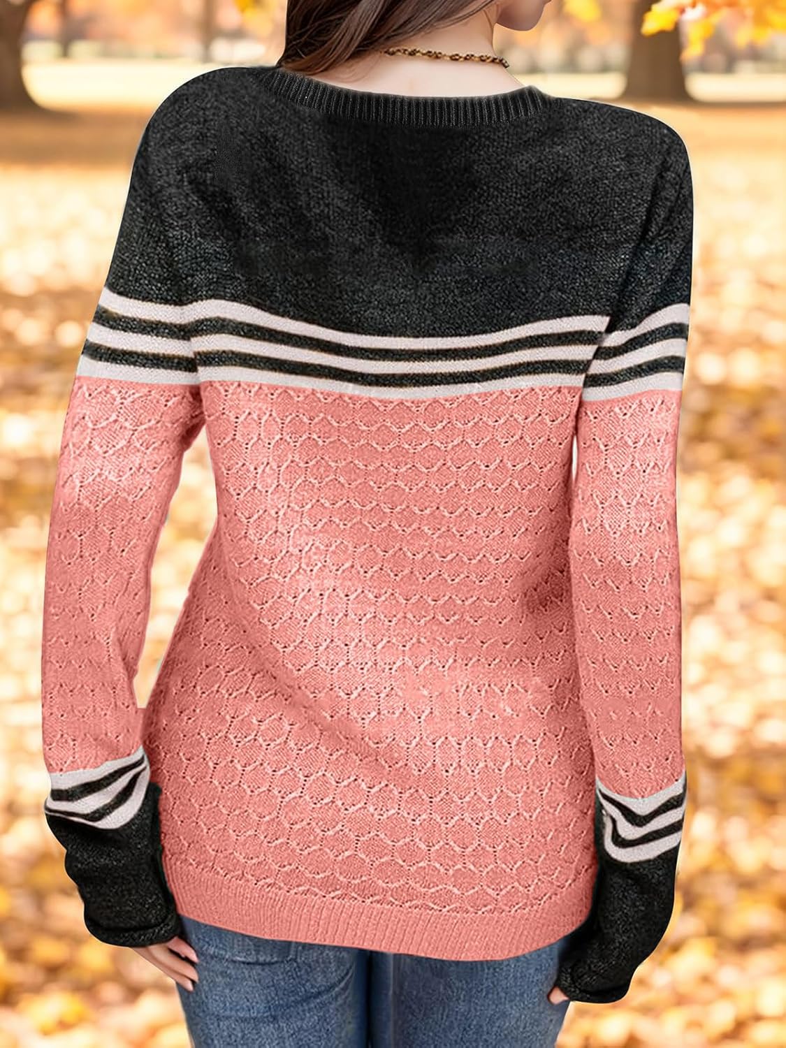 Girls' Color Block Striped Sweater