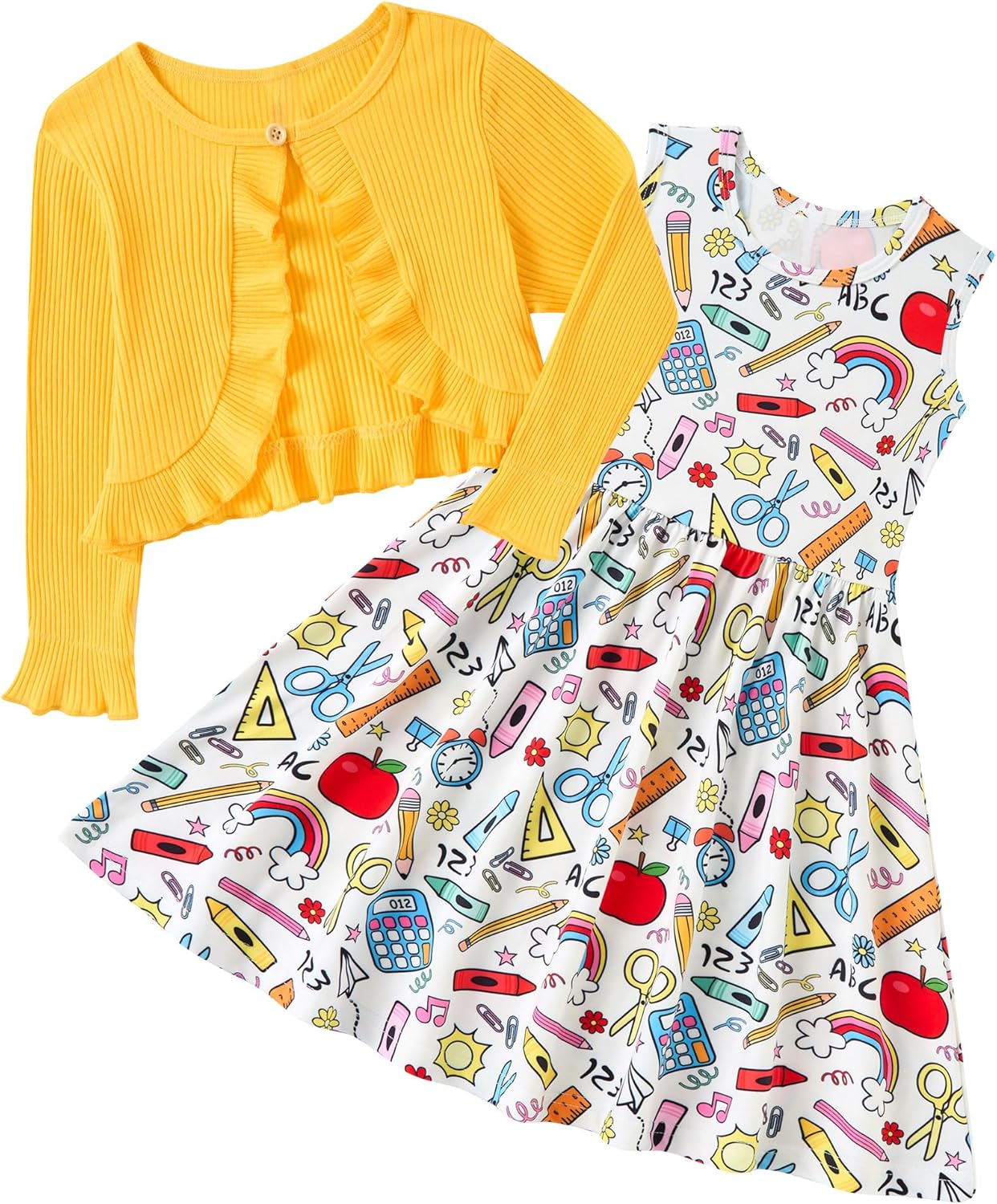 Toddler Girls' 2-Piece Dress & Ruffle Cardigan Set