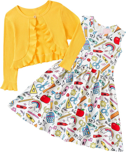 Toddler Girls' 2-Piece Dress & Ruffle Cardigan Set
