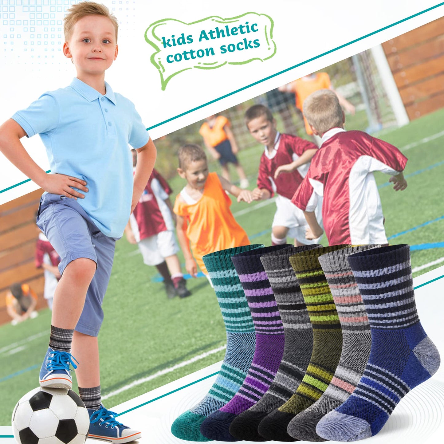Eyean Girls' 6-Pack Cotton Crew Socks