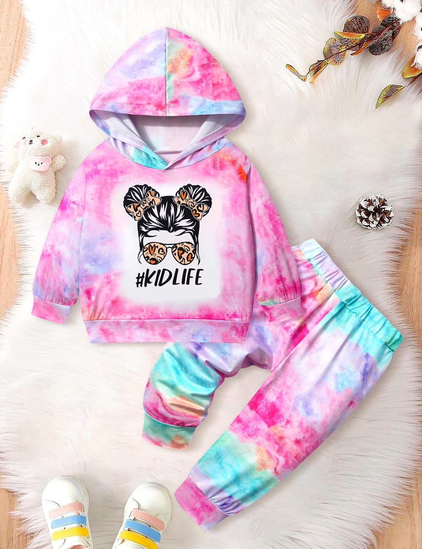 Toddler Girls' 2-Piece Tie Dye Sweatshirt & Pants Set