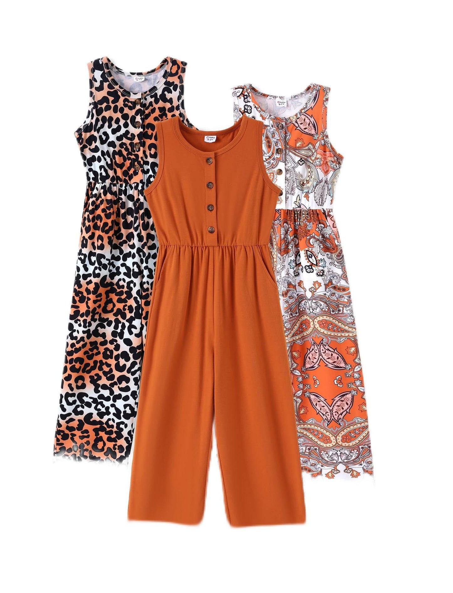 PATPAT Girls 3-Pack Jumpsuits