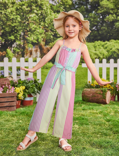 Crazyme Girls Striped Sleeveless Jumpsuit