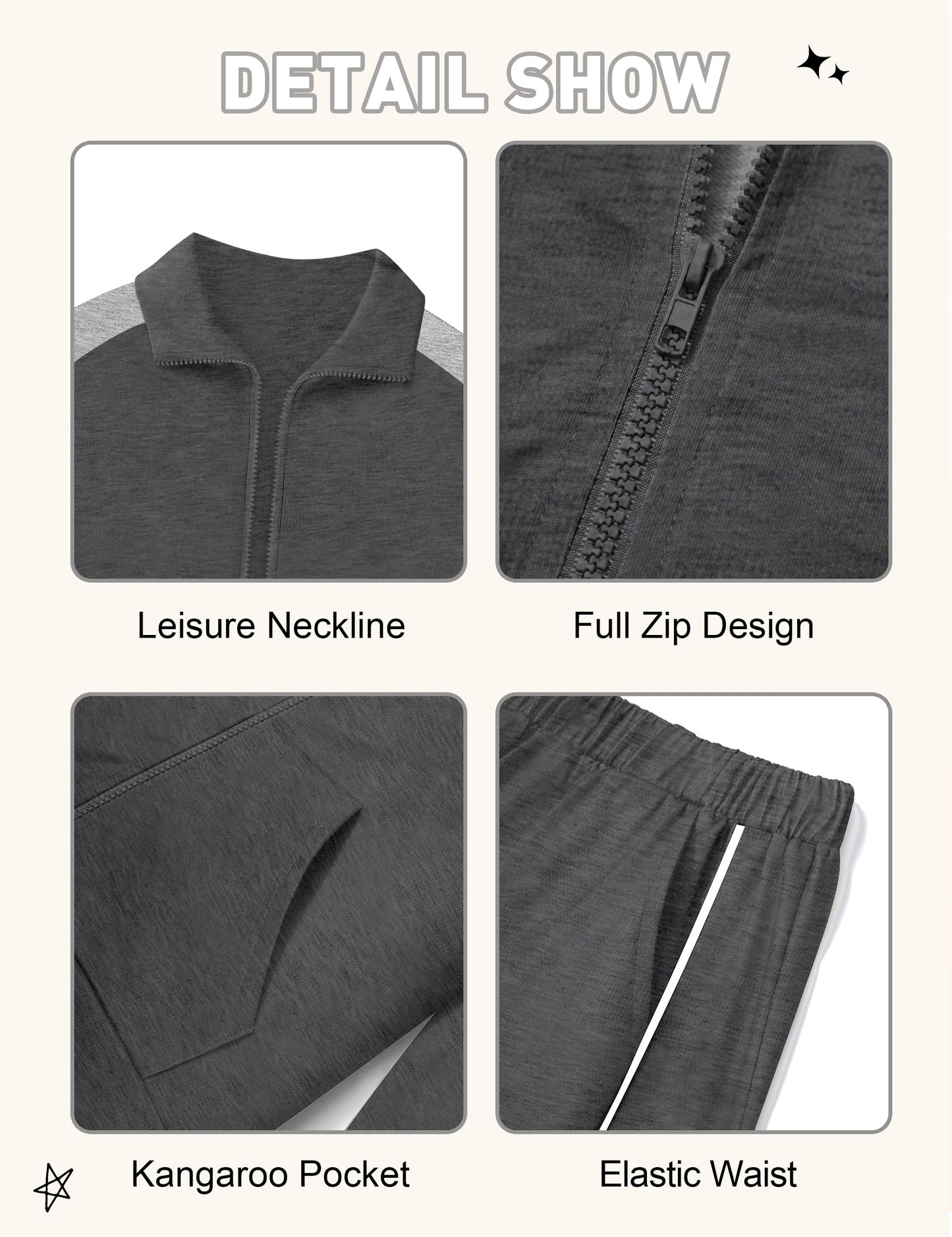 NECIOUS Boys' Zip-Up Jacket & Sweatpants Set