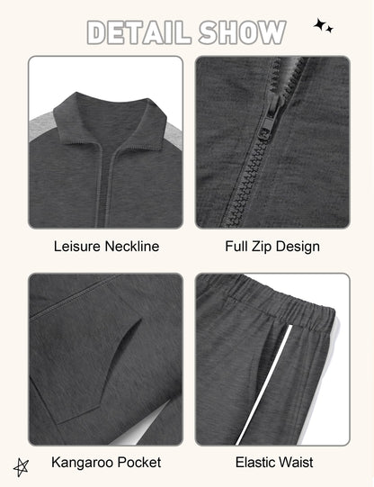 NECIOUS Boys' Zip-Up Jacket & Sweatpants Set