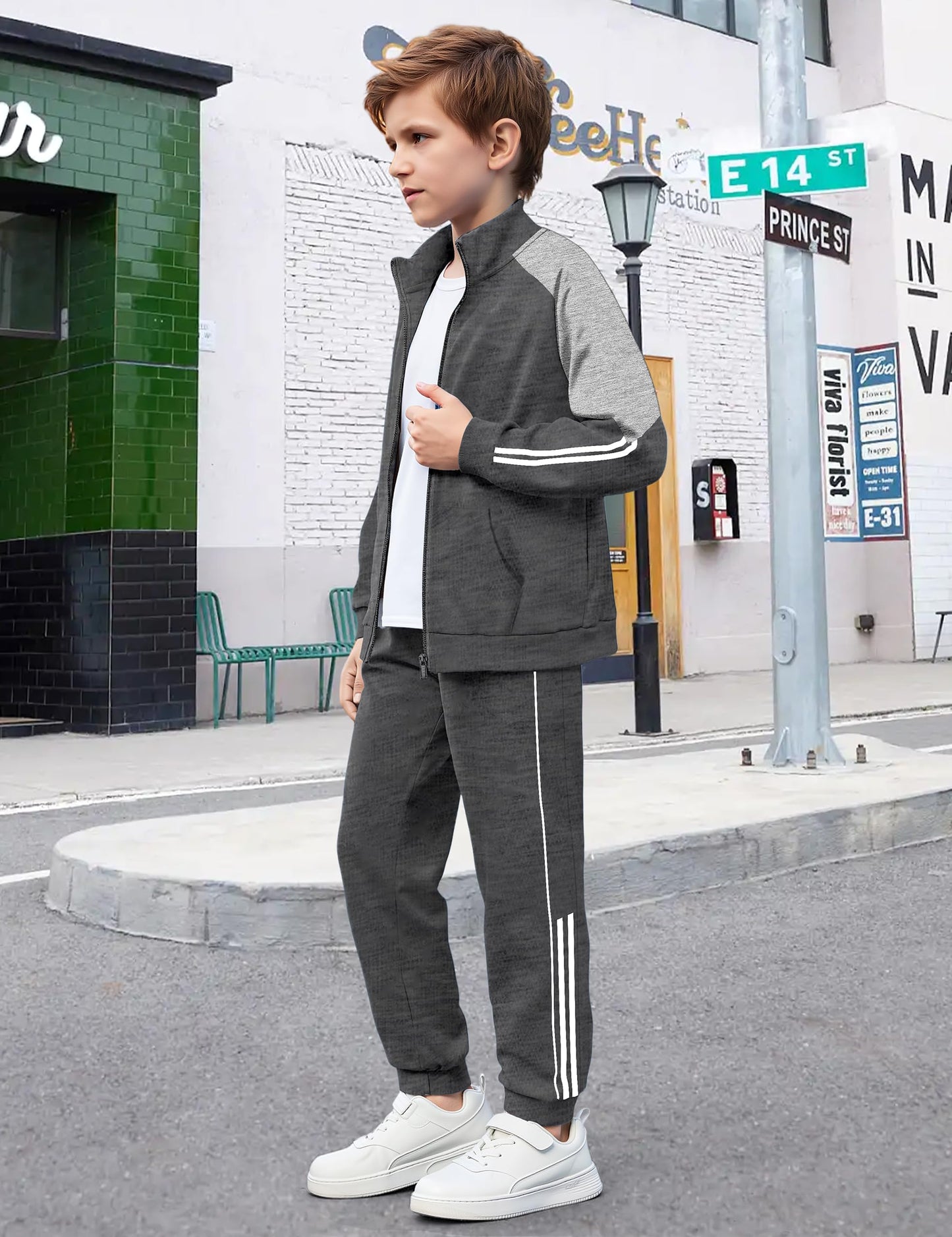 NECIOUS Boys' Zip-Up Jacket & Sweatpants Set