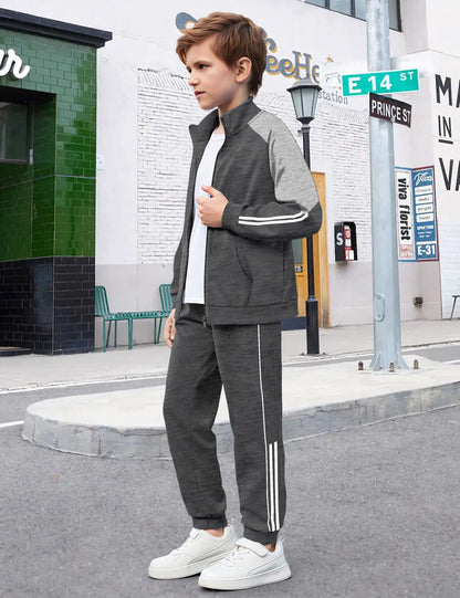 NECIOUS Boys' Zip-Up Jacket & Sweatpants Set