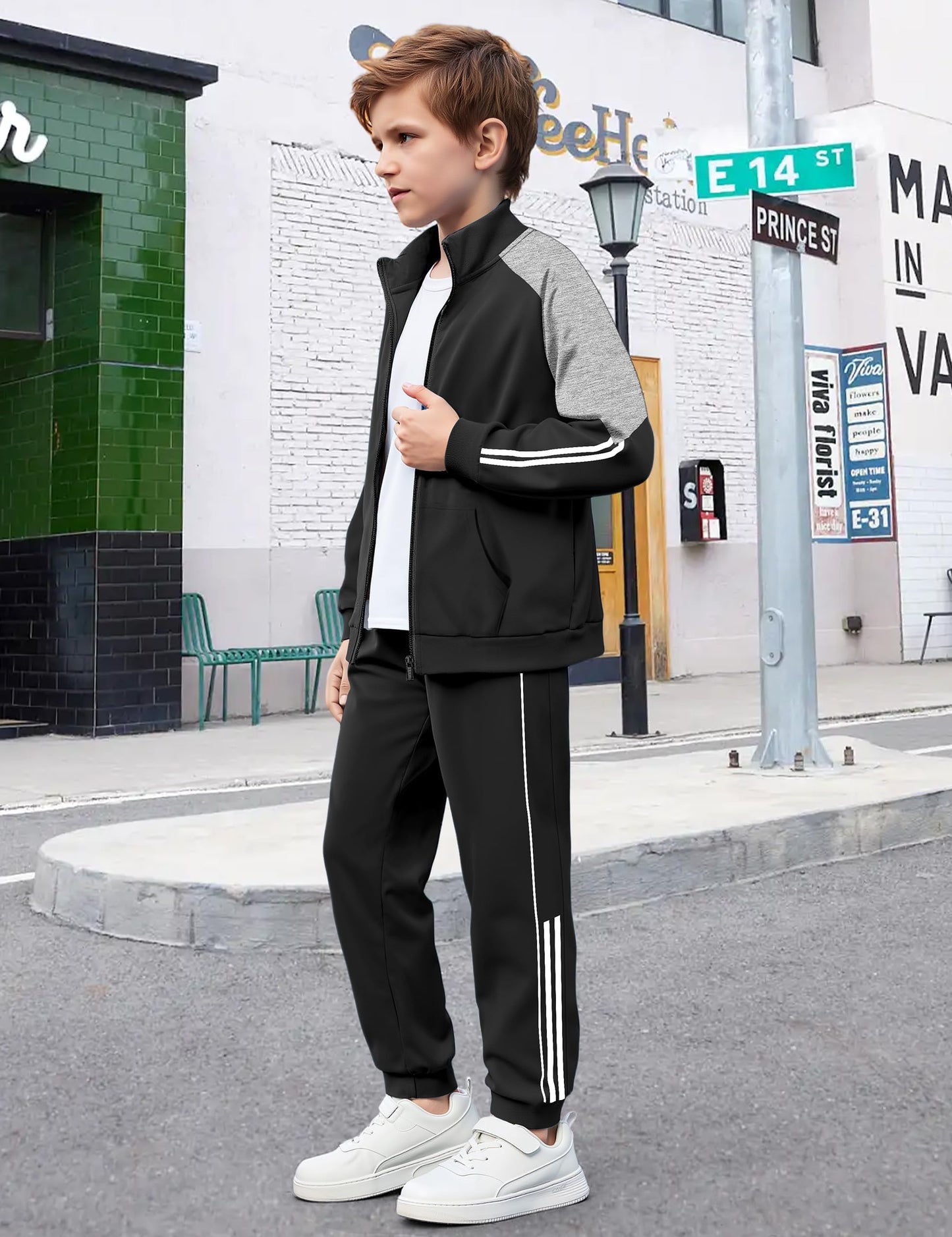 NECIOUS Boys' Zip-Up Jacket & Sweatpants Set