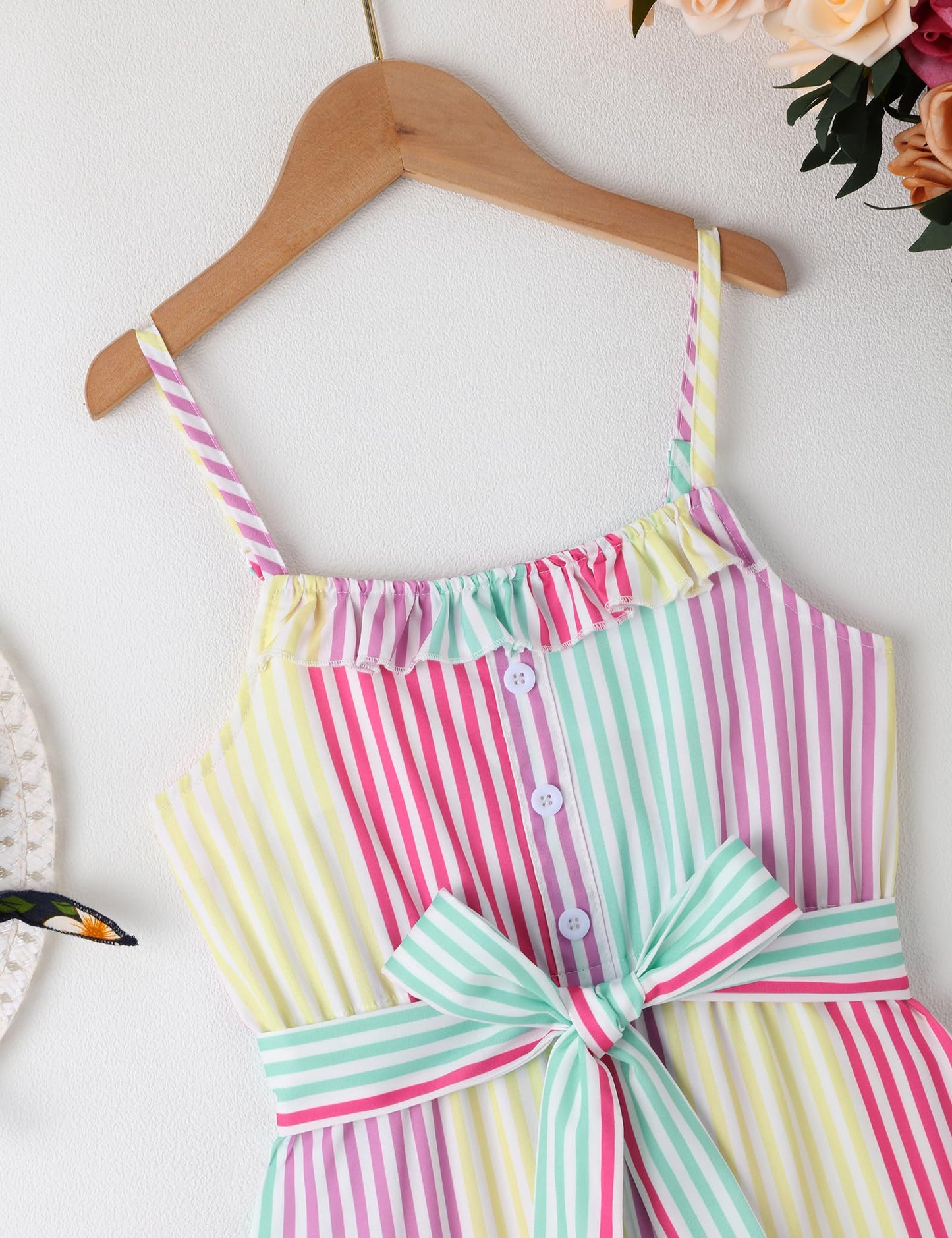 Crazyme Girls Striped Sleeveless Jumpsuit