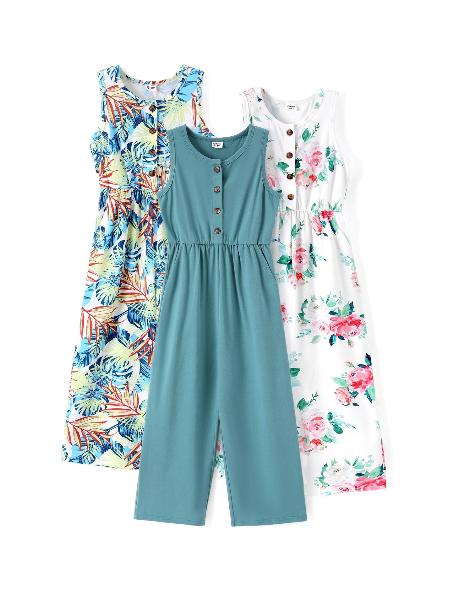 PATPAT Girls 3-Pack Jumpsuits