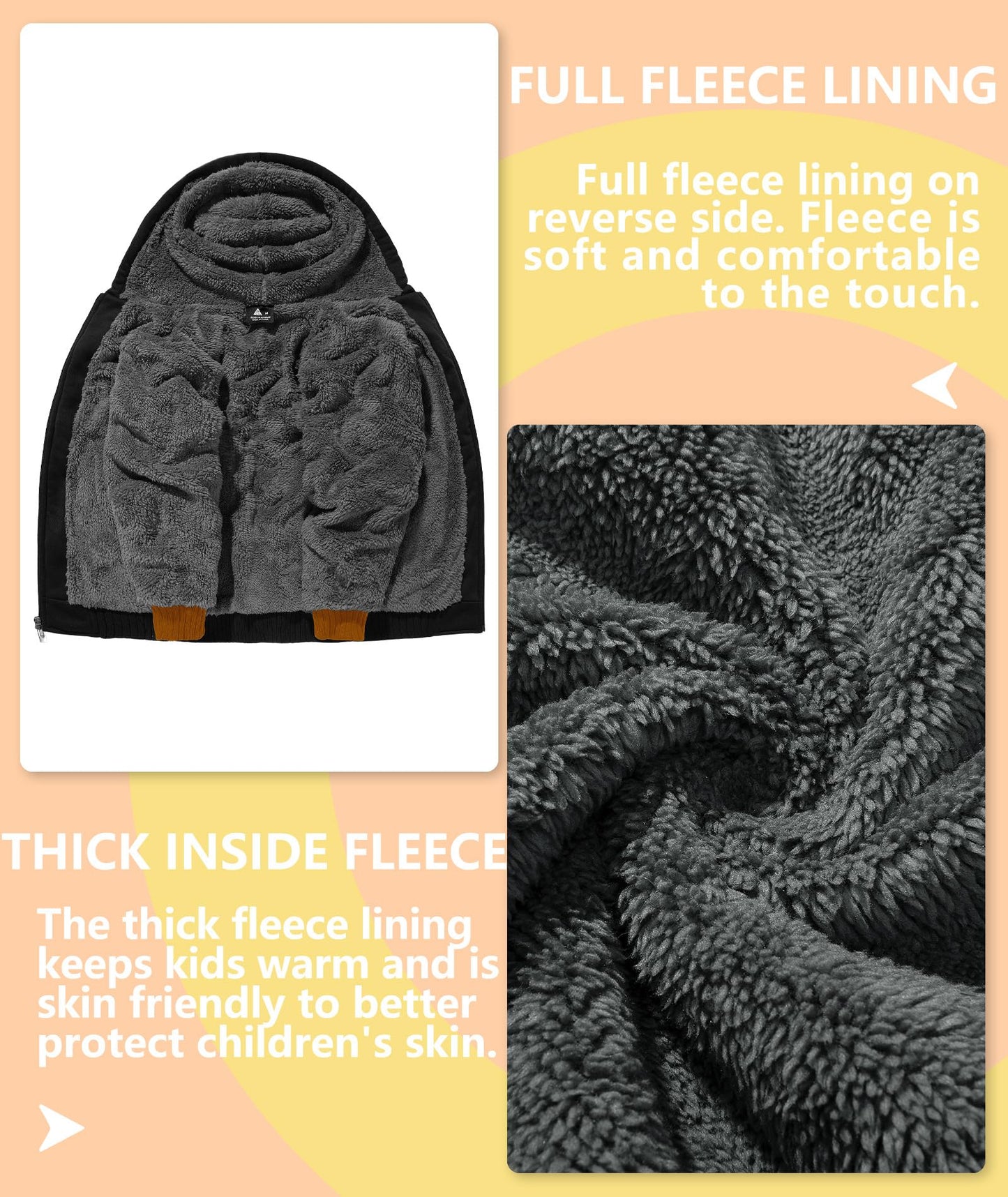 V VALANCH Boys' Sherpa Lined Zip Hoodie