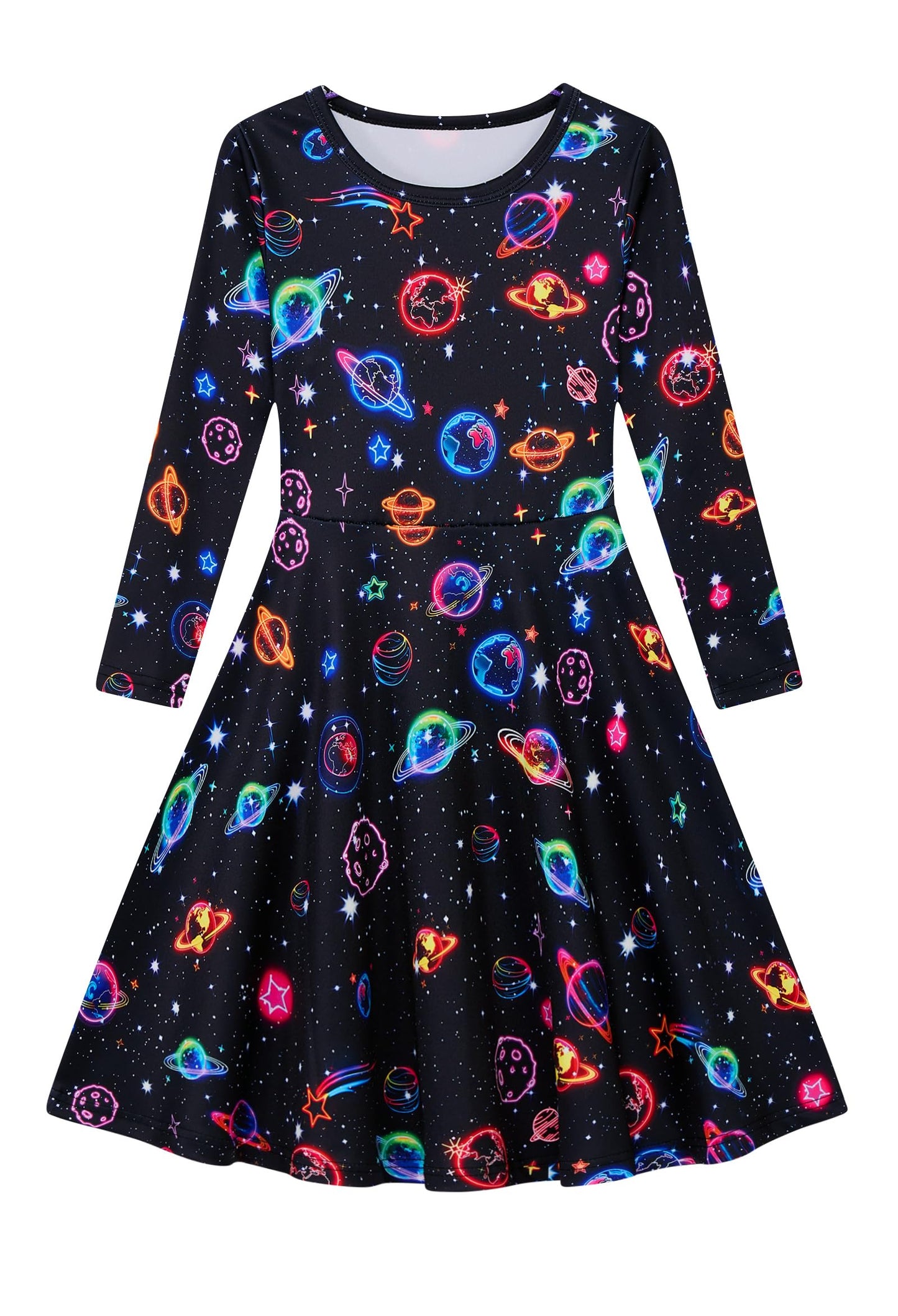 Funnycokid Girls' Butterfly & Mermaid Long Sleeve Dress