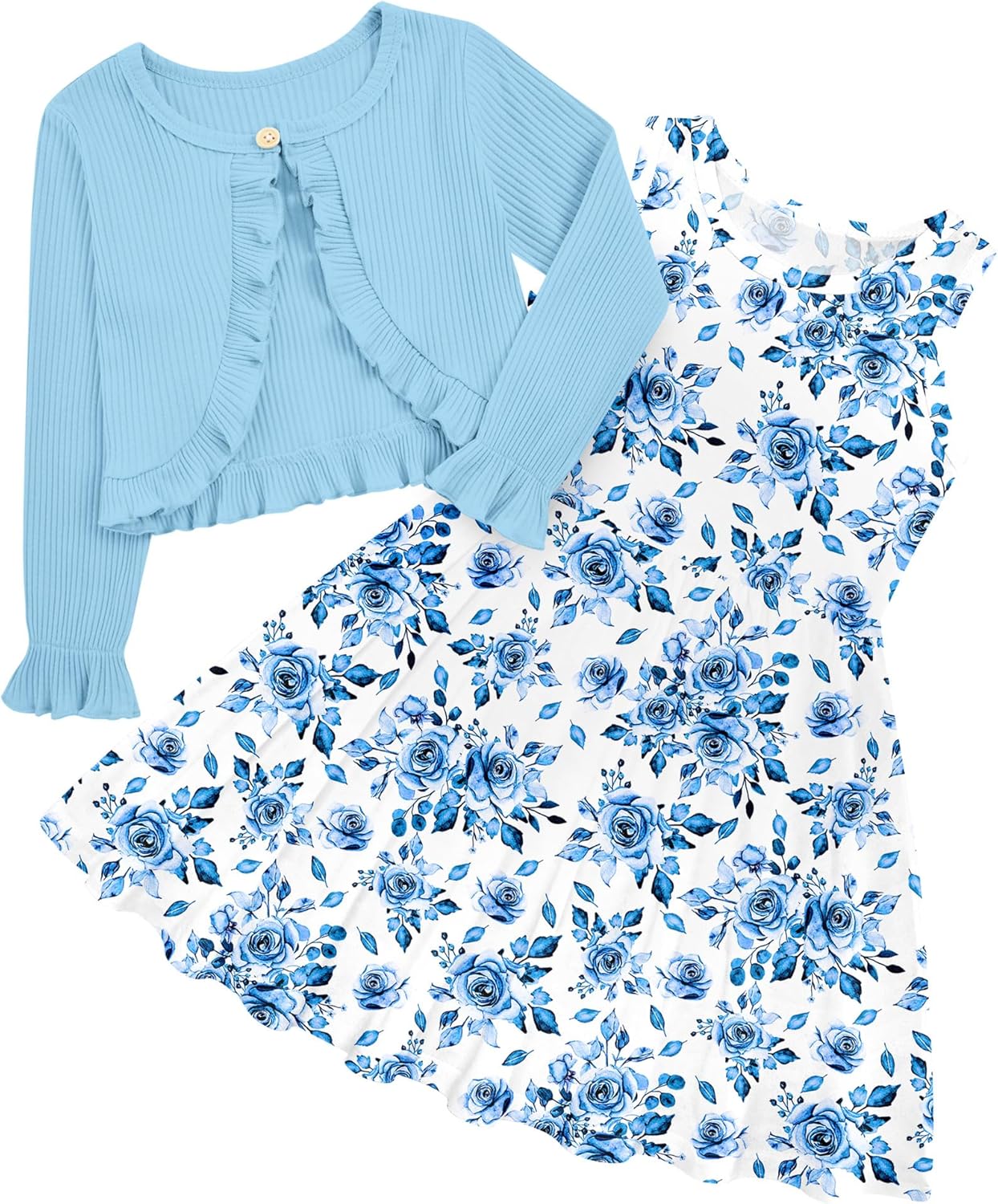 Toddler Girls' 2-Piece Dress & Ruffle Cardigan Set