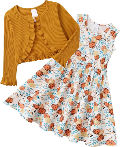 Toddler Girls' 2-Piece Dress & Ruffle Cardigan Set
