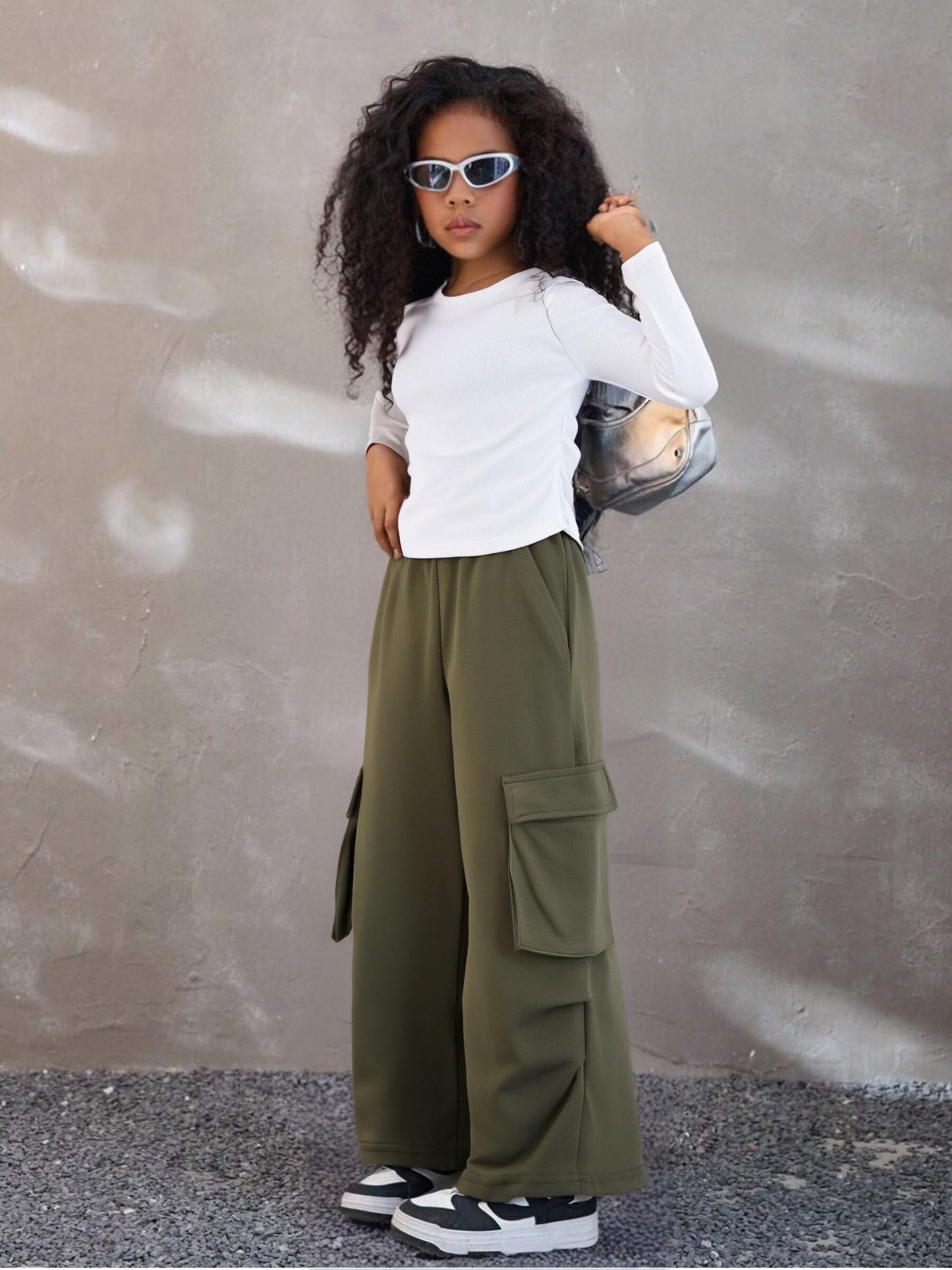 Tween Girls' 2-Piece Long Sleeve Top & Cargo Pants Set