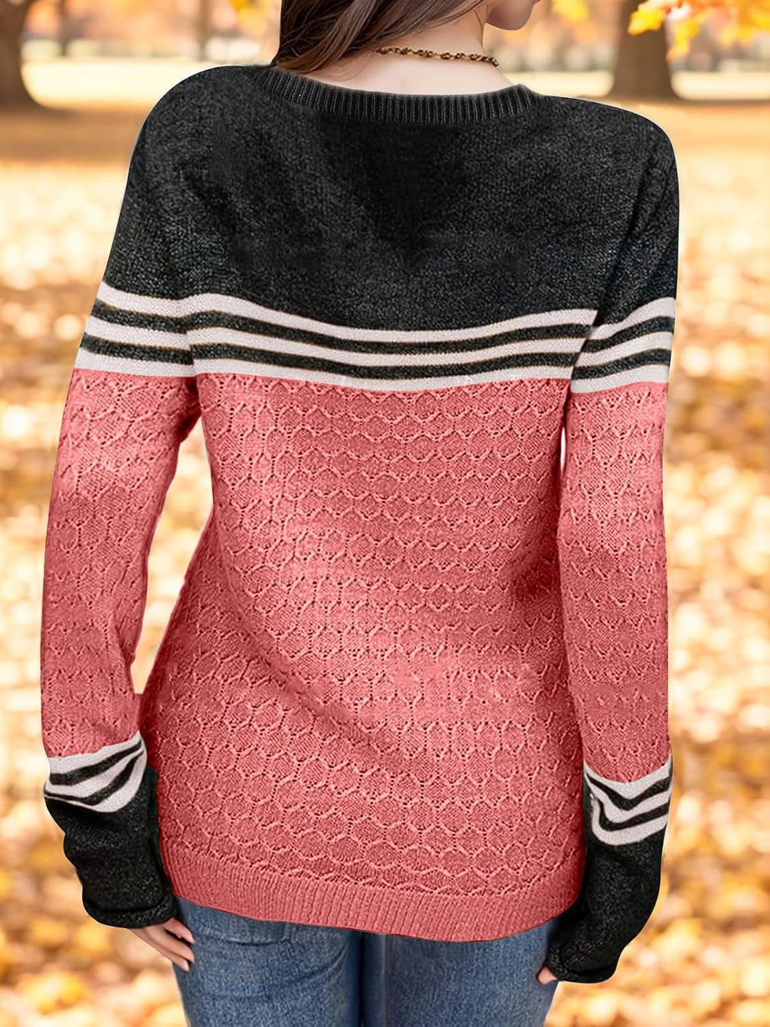 Girls' Color Block Striped Sweater