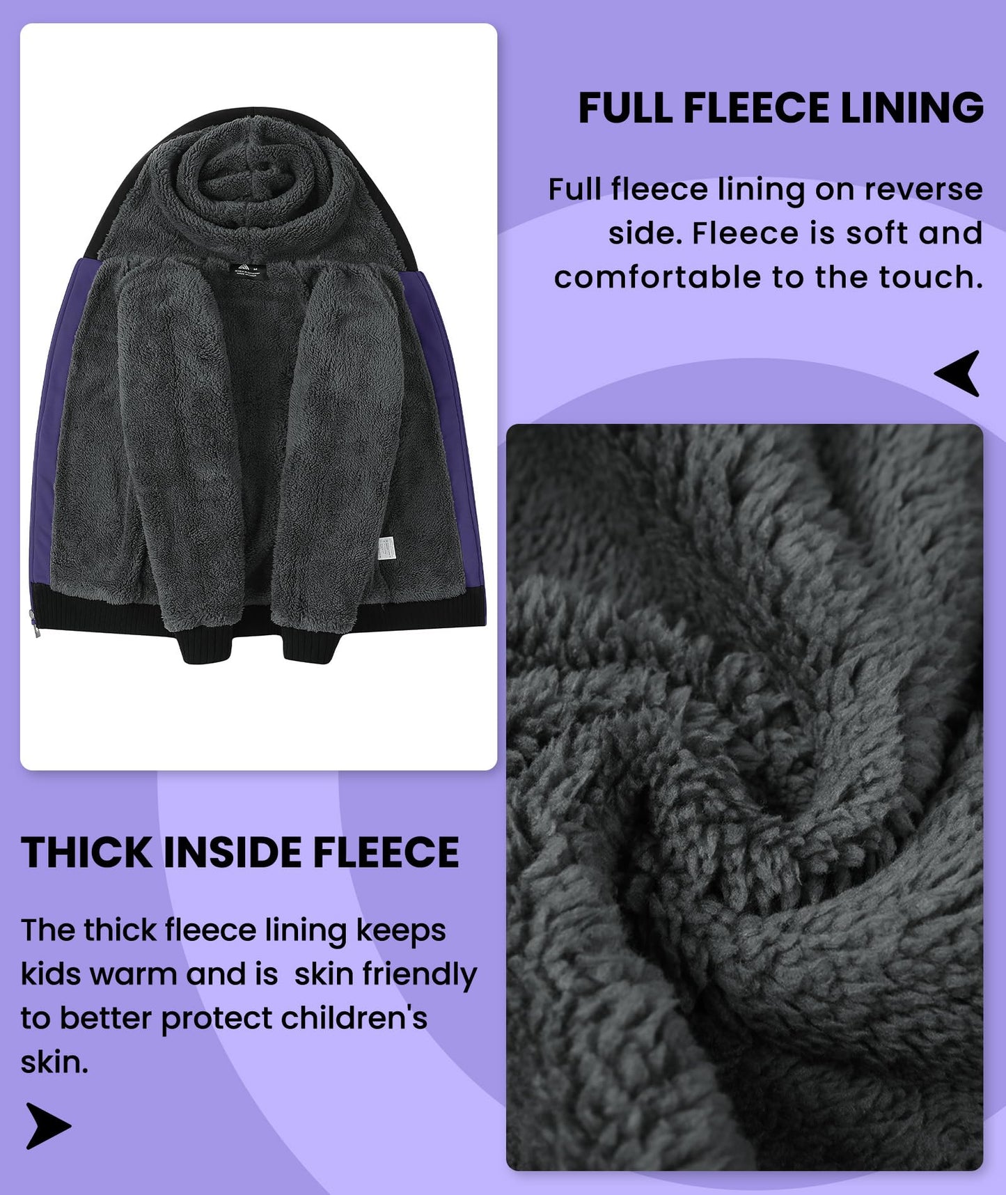 V VALANCH Boys' Sherpa Lined Zip Hoodie