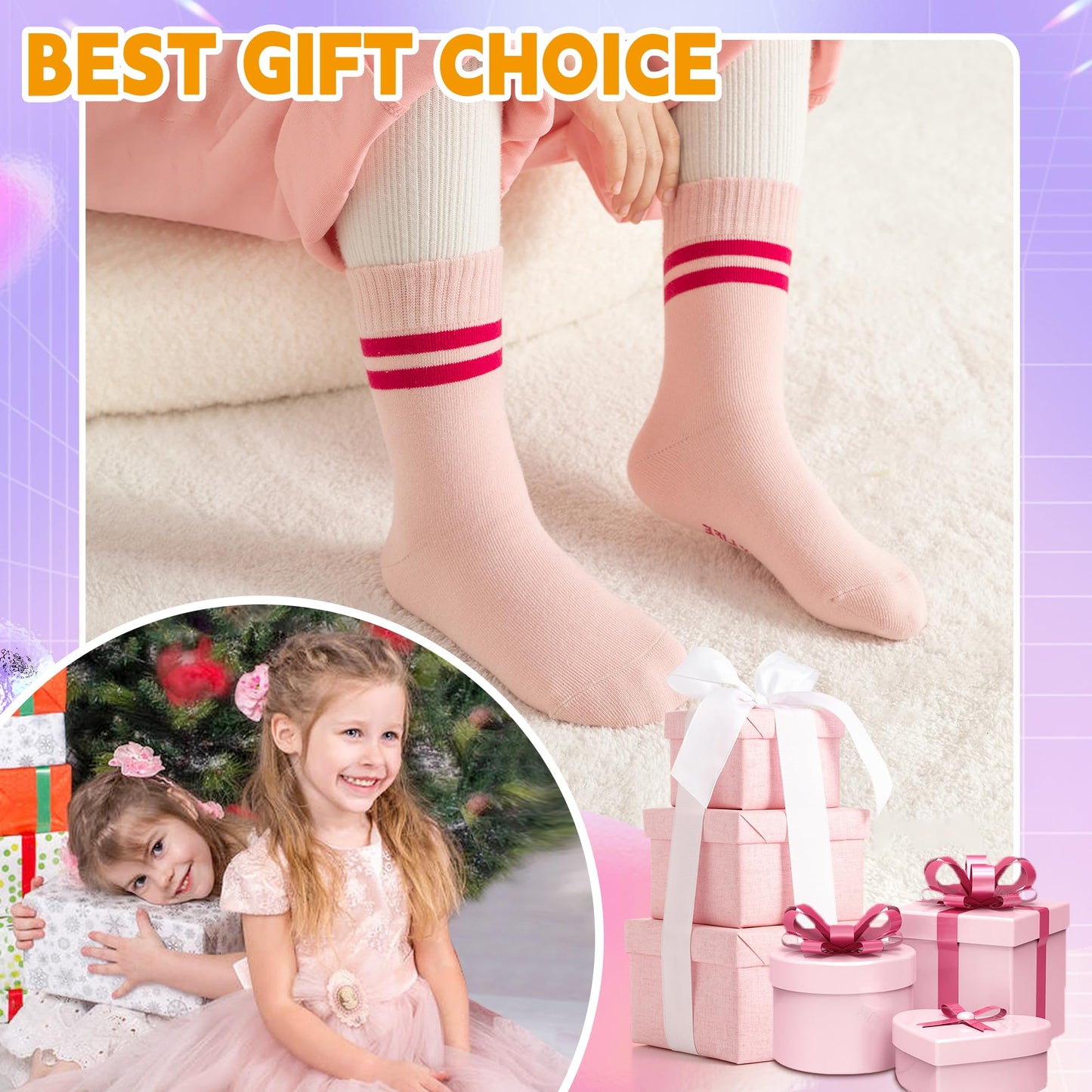Eyean Girls' 6-Pack Cotton Crew Socks