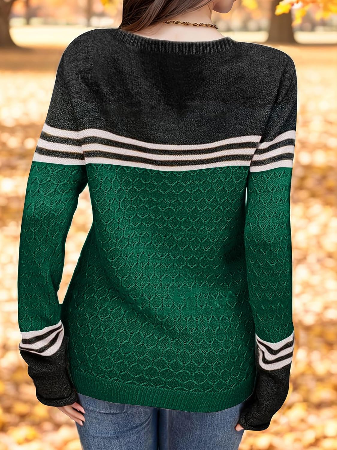 Girls' Color Block Striped Sweater
