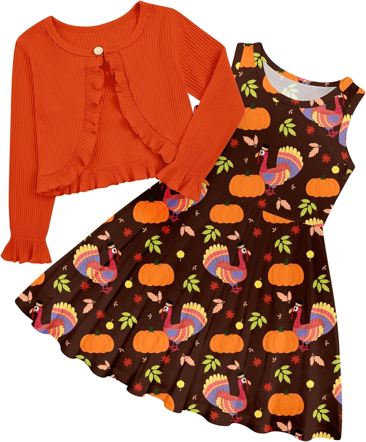 Toddler Girls' 2-Piece Dress & Ruffle Cardigan Set
