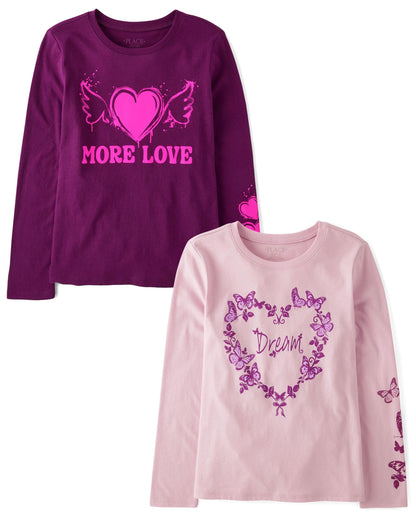 The Children's Place Girls' 2-Pack Graphic Tees