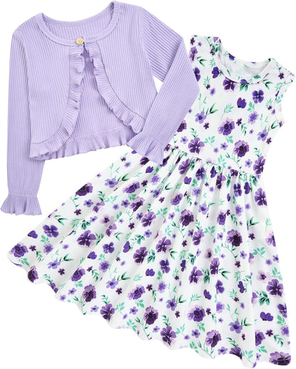 Toddler Girls' 2-Piece Dress & Ruffle Cardigan Set